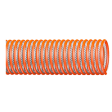 Medium-Duty PVC Water Suction Hose for Construction & Agriculture, Clear Tube with Textile Reinforcement & Orange Helix, 6-Inch by 7.17-Inch, 70 PSI, -13°F to 140°F