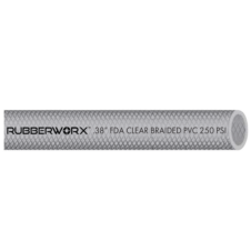 Clear PVC FDA Compliant Braided Tubing for Liquid Food Transfer -  (0.25" ID x 250 psi)