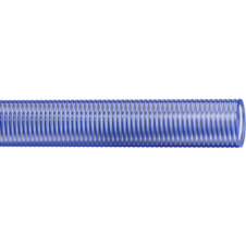 Medium-Duty Low Temperature PVC Water Suction Hose for Construction, Dewatering, and Industrial Applications - Clear PVC Tube with BLUE PVC Helix, -40°F to 150°F, 2.5x2.9 in, 50 psi, Vacuum Rating 28