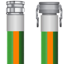 Industrial Chemical Transfer Hose | UHMW-PE Tube with Cam Stainless Fittings - 4 in. ID x 4.72 in. OD, 250 psi, -40°F to 250°F