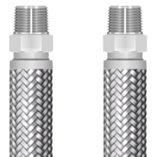 316 Stainless Steel Male NPT Industrial Hose - 0.75" ID, 1.19" OD, 1250 PSI Pressure, 29 Vacuum Rating, 4.5" Bend Radius - X006-0075-0600-SS-MPXMP