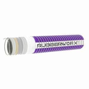 Heavy-Duty Suction and Discharge Composite Hose for Chemical Transfer - 8C02205-100 - Natural PP Tube - POLYFIBER Reinforcement - Stainless Inner Helix - Poly Coated Steel Outer Helix - 1" ID - 1.12" OD - 250 psi