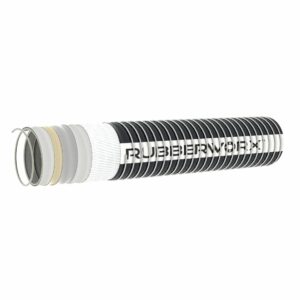 Chemical Transfer Composite Hose | Heavy-Duty High Temp Suction & Discharge Hose | 8C09205-100 | 1" Inner Diameter | -40°F to 350°F Temperature Range | 250 PSI Max Pressure | White PTFE Tube | POLYFIBER Reinforcement | Stainless Steel Helix